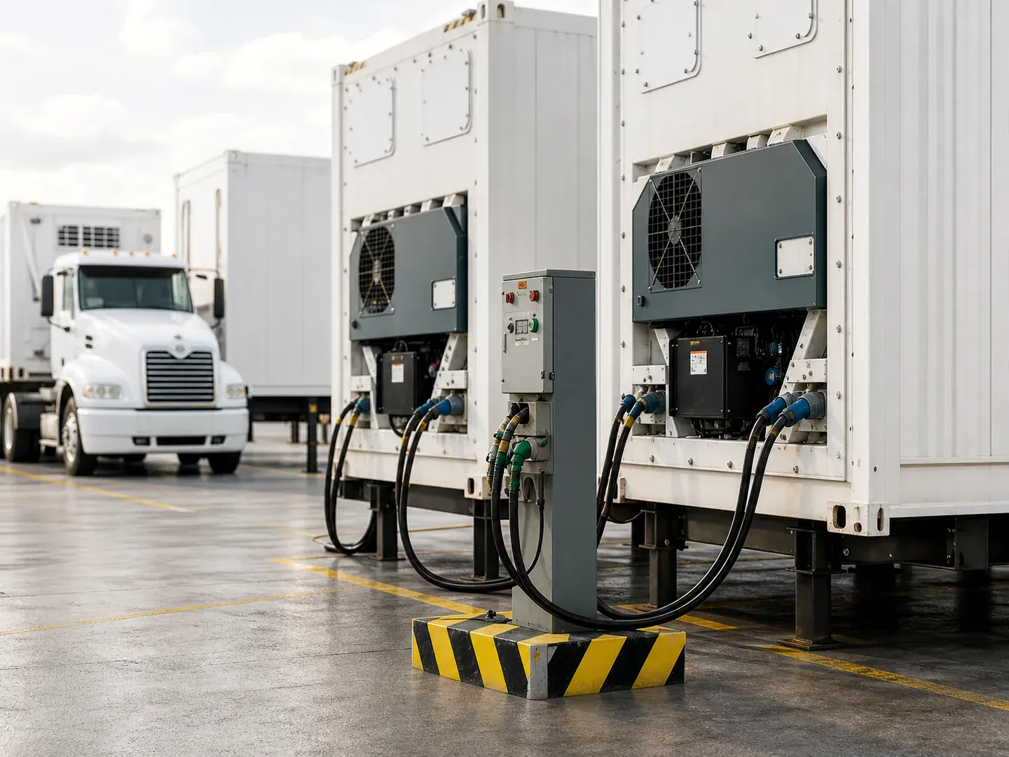 Conexión trifásica para contenedor reefer en depósito logístico